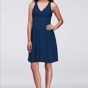Mesh Short Bridesmaid Dress with Crisscross Back